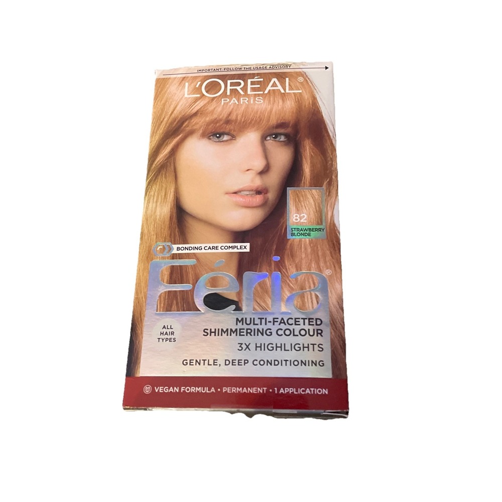 NIB L'OREAL PARIS FERIA SHIMMERING COLOR PERMANENT, STRAWBERRY BLONDE #82